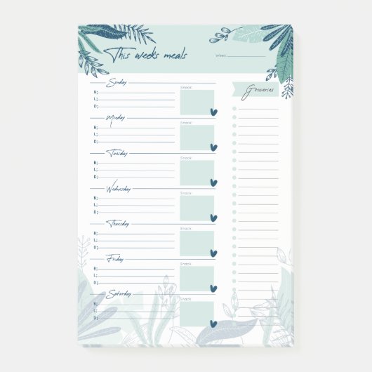 Weekmaaltijdplanner Post-it® Notes (Voorkant)