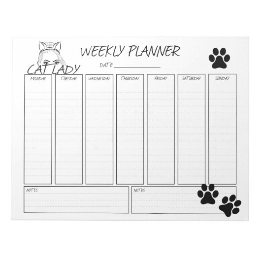 Weekplanner Cat Lady Notitieblok (Voorkant)