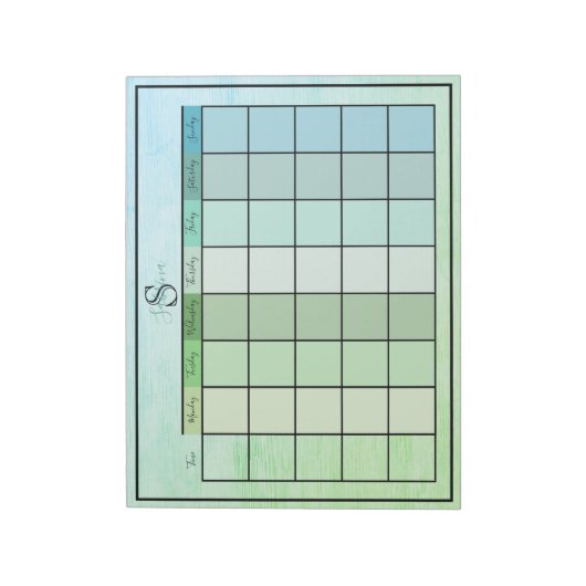 Weekplanner dagelijkse blauwe groene kleur notitie notitieblok (Gedraaid)