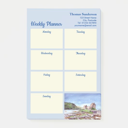 Weekplanner Eilean Donan Castle Aquarel Post-it® Notes (Voorkant)