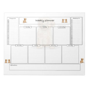 Weekplanner met doelstellingen en boodschappenlijs notitieblok