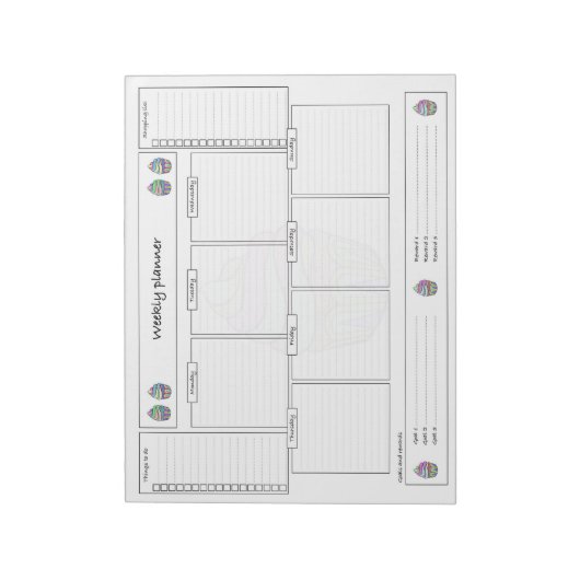 Weekplanner met doelstellingen en boodschappenlijs notitieblok (Gedraaid)
