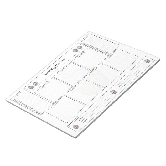 Weekplanner met doelstellingen en boodschappenlijs notitieblok (Schuin)