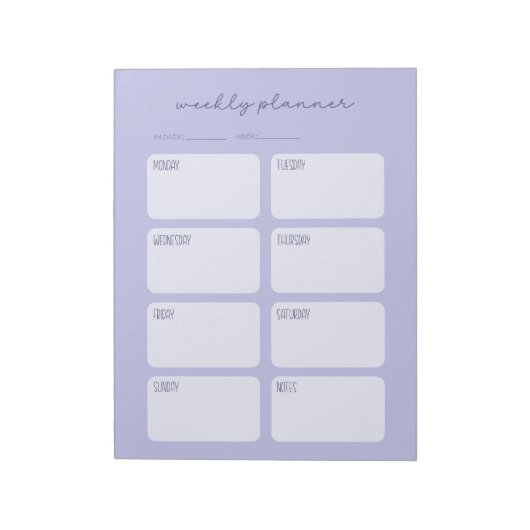 Weekplanner minimaal blauw notitieblok (Gedraaid)