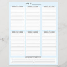 weekplanner | Niet-gedateerde takenlijst (blauw)