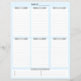 weekplanner | Niet-gedateerde takenlijst (blauw) Flyer