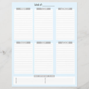 weekplanner   Niet-gedateerde takenlijst (blauw) Flyer