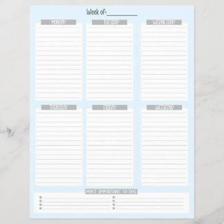 weekplanner | Niet-gedateerde takenlijst (blauw) Flyer