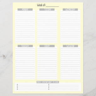 weekplanner   Niet-gedateerde takenlijst (geel) Flyer