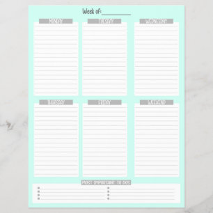 weekplanner   Niet-gedateerde takenlijst (groen) Flyer