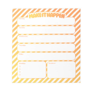 Weekplanner Notitieblok - Geel Gestreepte