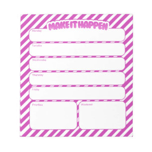 Weekplanner Notitieblok - Roze Gestreept