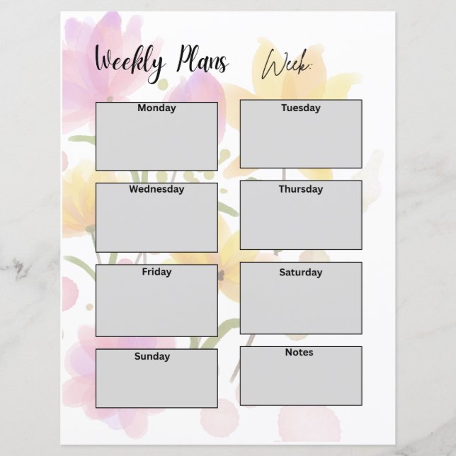 WEEKPLANNER SJABLOON (Voorkant)