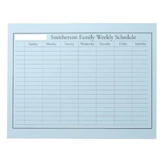 Weekplanner Sky Blue Notitieblok (Voorkant)