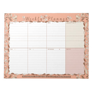 Weekplanner week in één oogopslag Floral Notitiebl Notitieblok