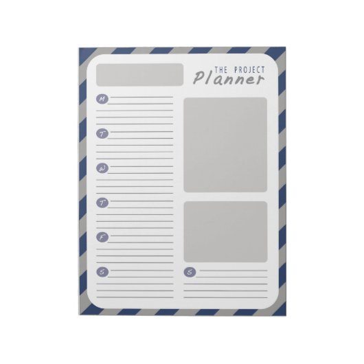 Weekprojectplanner - Blauw en grijs Notitieblok (Gedraaid)