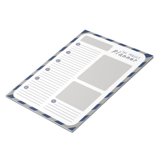 Weekprojectplanner - Blauw en grijs Notitieblok (Schuin)