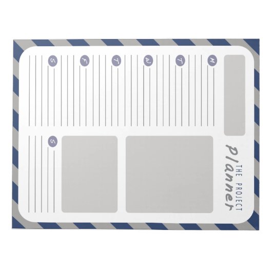 Weekprojectplanner - Blauw en grijs Notitieblok (Voorkant)