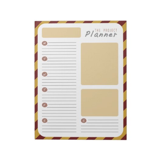 Weekprojectplanner - Rood en goud Notitieblok (Gedraaid)