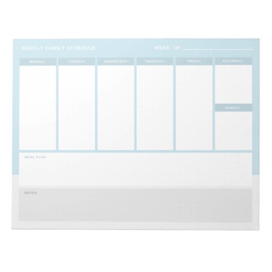 Weekschema van de familie notitieblok (Voorkant)