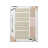 Weekse plank met Abstracte en groene bladeren zond Notitieblok (Gedraaid)