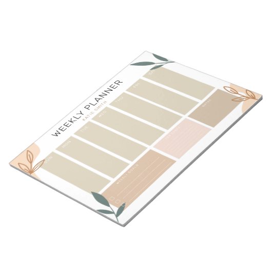 Weekse plank met Abstracte en groene bladeren zond Notitieblok (Schuin)