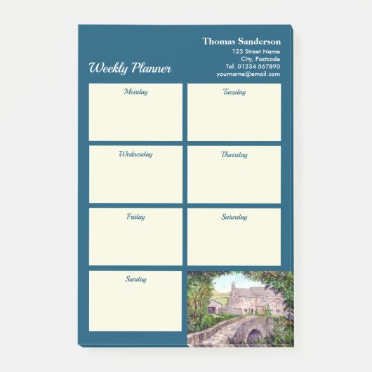 Weekse Planner Stone Bridge England Waterverf Post-it® Notes (Voorkant)