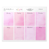 Weekse planning voor Logo naam Waterverf roze bure Notitieblok (Voorkant)