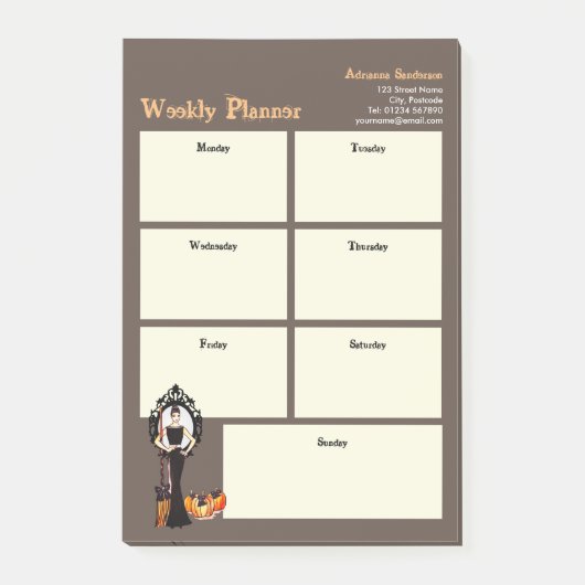 Weekse plater Halloween Classic Witch Black Dress Post-it® Notes (Voorkant)