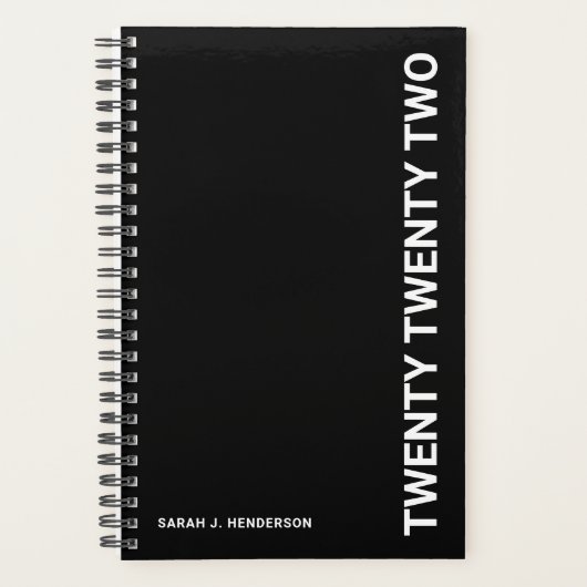 Weekse zwarte witte typografie Maandelijkse Planne Planner (Voorkant)