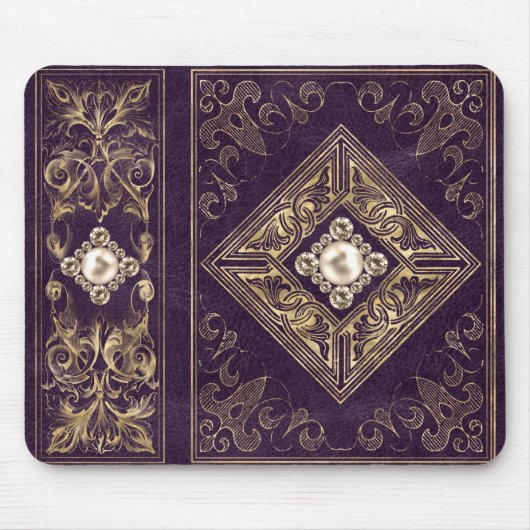  weelde | Paarse en gouden juwelen bloeien Muismat (Voorkant)