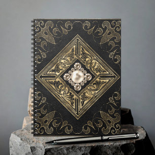  weelde   Zwart en Goud Jeweled Flourish Notitieboek