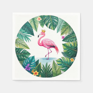 Weelderig Bladerig Elegante Roze Flamingo Kroon Servet
