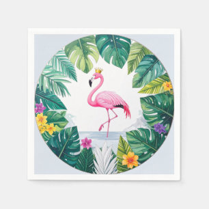 Weelderig bladrijk Elegante Roze Flamingo Kroon Servet