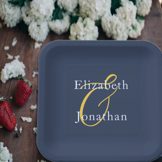 Weelderig blauwe bruiloft papieren bordje