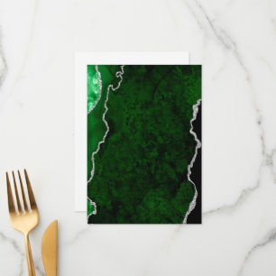 Weelderig bosgroen marmer chic zilveren glitter menu