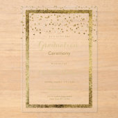 Weelderig elegant witgouden confetti Afstuderen Acryl Uitnodigingen (Voorkant)