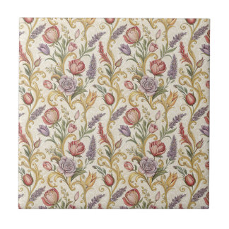 Weelderig Frans Vintage Bloem Motief Kunst Tegeltje