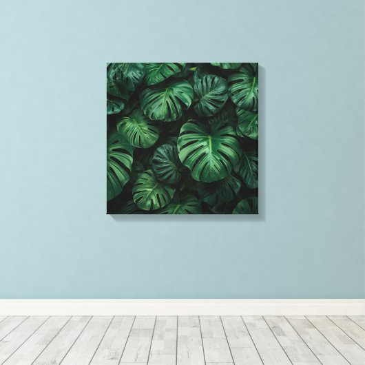 Weelderig groen – Abstracte Monstera Oerwoud Print (Insitu (Houten vloer))