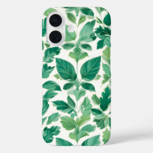 weelderig groen bladpatroon iPhone 16 hoesje