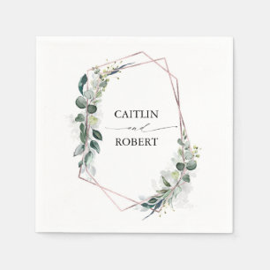 weelderig groen en Eucalyptus Foliage Geometrisch Servet