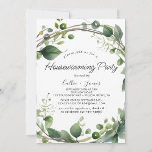 Weelderig Groen en Eucalyptus Housewarming Feest Kaart