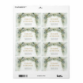 Weelderig groen gebladerte gouden lijst bruiloft etiket (Full Sheet)