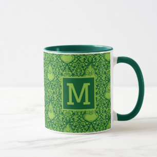 Weelderig groen Grinch-patroon Voeg uw monogram Mok