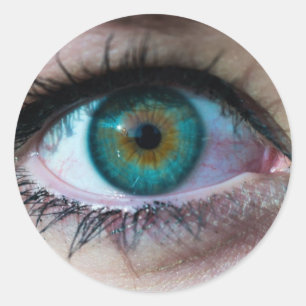 Weelderig groen oog close-up surreële fotocadeau ronde sticker