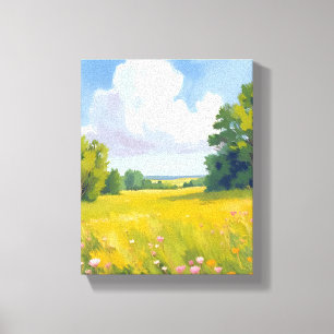 Weelderig groen weilandschap natuur landschapsschi canvas afdruk