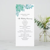 Weelderig huwelijksprogramma. Mint cactus ceremoni Programma (Staand voorkant)