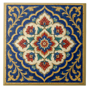 Weelderig Iznik-bloemmedaillon-mozaïek Tegeltje