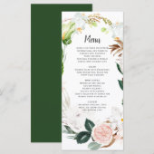 Weelderig Paradijs Witte Blush Tropische Krans Bru Menu (Voorkant / Achterkant)