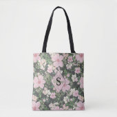  weelderig roze botanisch monogram draagtas (Voorkant)